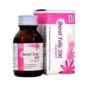 Iberet Folic-500 Gradumet Tablets (1 Bottle = 30 Tablets)